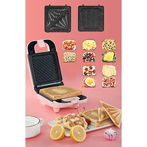 Waflera Electrica,MáQuina De Desayuno Sandwich Multifuncional Mango Anti Escaldado Humanizado Puede Hacer Rosquillas, Crepes, Pasteles, MáQuinas De Panini,Red-6baking-trays