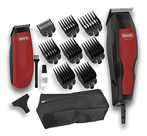 Wahl Home Pro Combo 100 - Set de cortapelos y recortadora, color negro y rojo
