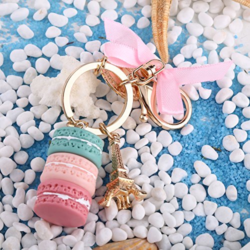 Walfront Llavero Macaron Colorido Anillo de Llave de Torre Eiffel para Bolso Monedero Decoración de Coche para Niños Regalo de Cumpleaños Navidad(Verde)