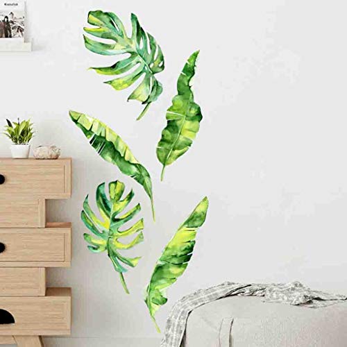 Wall Stickers 3D verdes hojas de la planta, DIY Arte extraíble de PVC Inicio carteles, for el fondo Corredor TV Restaurante y TV de fondo Decoración 40x60cm