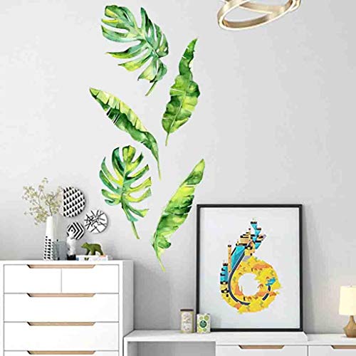 Wall Stickers 3D verdes hojas de la planta, DIY Arte extraíble de PVC Inicio carteles, for el fondo Corredor TV Restaurante y TV de fondo Decoración 40x60cm