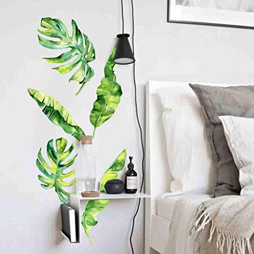 Wall Stickers 3D verdes hojas de la planta, DIY Arte extraíble de PVC Inicio carteles, for el fondo Corredor TV Restaurante y TV de fondo Decoración 40x60cm