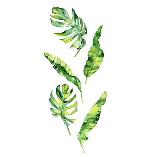 Wall Stickers 3D verdes hojas de la planta, DIY Arte extraíble de PVC Inicio carteles, for el fondo Corredor TV Restaurante y TV de fondo Decoración 40x60cm