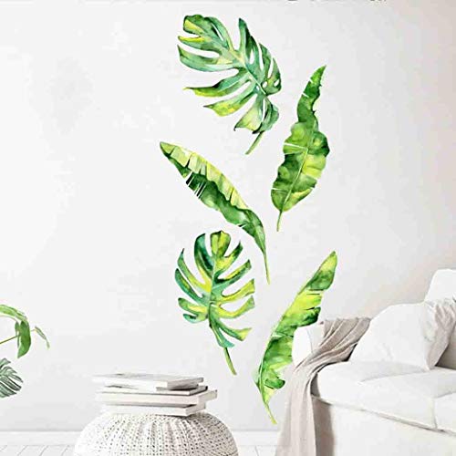 Wall Stickers 3D verdes hojas de la planta, DIY Arte extraíble de PVC Inicio carteles, for el fondo Corredor TV Restaurante y TV de fondo Decoración 40x60cm