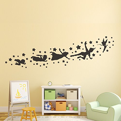 Wall4stickers Peter Pan Tinker Bell Pared calcomanía Desmontable vivero Dibujos Animados Cuento de Hadas navideño Dormitorio Vinilo Etiqueta Ventana Mural niños niños Arte