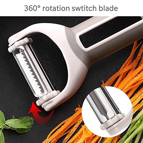 wanbasion Gris Pelador de Patatas Acero Inoxidable Giratorio, Pelador de Frutas Y Verduras Manual, Cocina Pelador de Patatas Profesional Tomates Pelapatatas Zanahorias