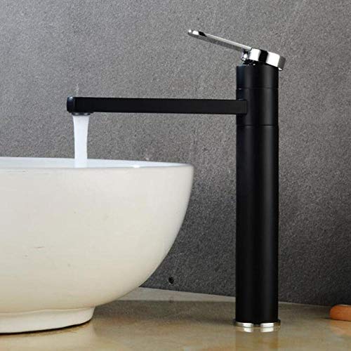 WANDOM Mezclador frío caliente Grifos altos Lavabo de baño negro Grifo de lavabo Grifo monomando para fregadero Montado en blanco Mezclador-Blanco