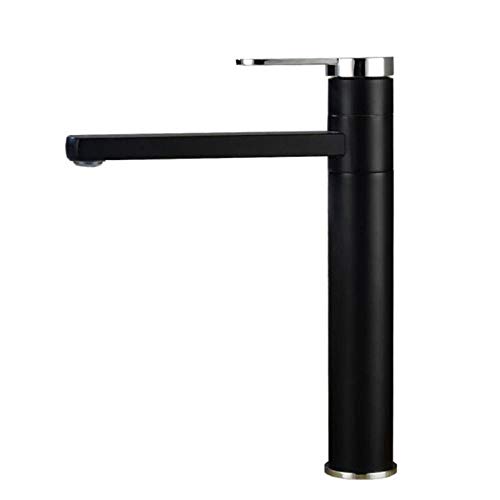 WANDOM Mezclador frío caliente Grifos altos Lavabo de baño negro Grifo de lavabo Grifo monomando para fregadero Montado en blanco Mezclador-Blanco