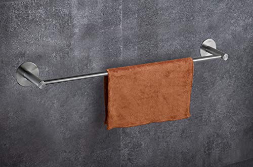 Wangel Toallero de Barra Fijar Sin Taladrar 60cm, Pegamento Patentado + Autoadhesivo, Acero Inoxidable, Acabado Cepillado