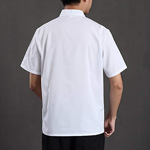 WANGJ Uniforme De Chef del Hotel Mono De Manga Corta para Hornear Pasteles Fruta Leche Tienda De Té Tela Cómoda Tienda De Ollas Calientes Chaqueta De Cajero De La Oficina Principal,Blanco,XL