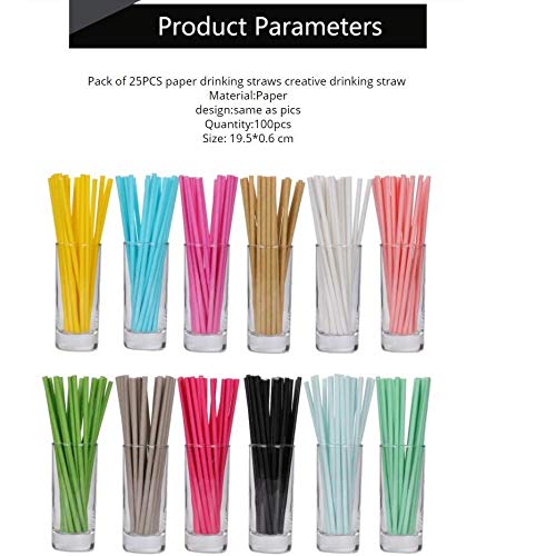 WANGJIAHAO 100 Piezas De Pajitas De Papel De Color Sólido, Pajitas De Beber Coloridas, Suministros para Fiestas Y Bodas