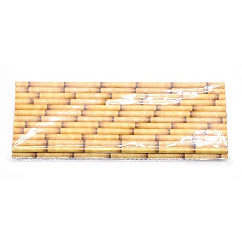WANGJIAHAO Pajitas De Papel con Diseño De Bambú De Rayas Marrones, Pajita De Cóctel De Jugo para Bodas, Cumpleaños, Bares, Pubs, Suministros para Fiestas En La Selva, 100 Piezas