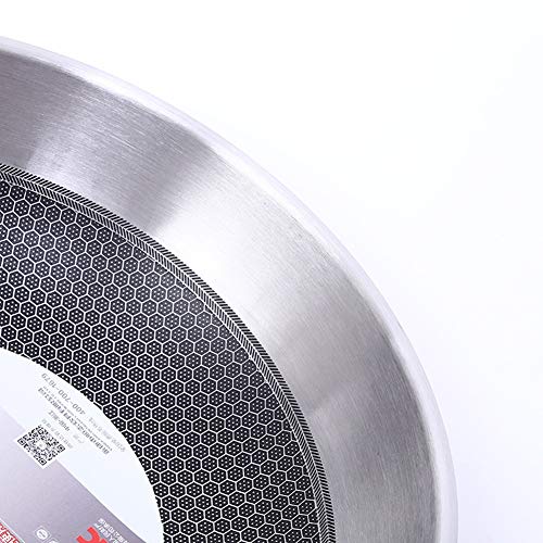WANGYUJIE Wok de Nido de Abeja de Acero Inoxidable de Doble Fondo Antiadherente sin Humo sin Recubrimiento Olla Cocina de inducción Utensilios de Cocina Universal al por Mayor