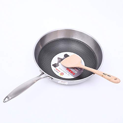 WANGYUJIE Wok de Nido de Abeja de Acero Inoxidable de Doble Fondo Antiadherente sin Humo sin Recubrimiento Olla Cocina de inducción Utensilios de Cocina Universal al por Mayor