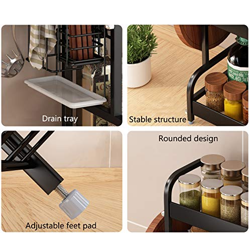WANGZI Especiero De Cocina, Multifuncional 3-Tier Estante Organizador Acero Inoxidable Vertical Estante De Almacenamiento para Encimera De Cocina,35cm