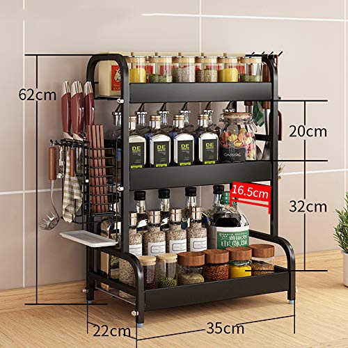 WANGZI Especiero De Cocina, Multifuncional 3-Tier Estante Organizador Acero Inoxidable Vertical Estante De Almacenamiento para Encimera De Cocina,35cm