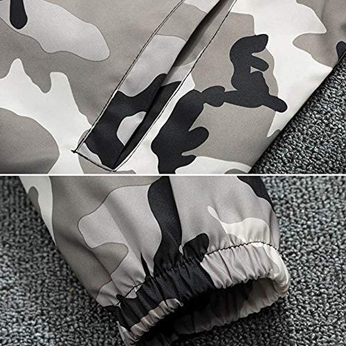 waotier Rompevientos Chaqueta De Trinchera con Capucha para Hombre Casual Moda Camuflaje Color Impreso Más Tamaño Sudadera con Capucha Abrigo De Cremallera Fina