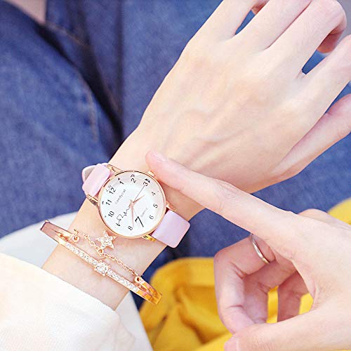 Warmwin Chica de Moda Reloj de Cuarzo para Mujer Pulsera Reloj de Diamantes de imitación Reloj de Cuero Informal para Mujer Reloj Regalo-Púrpura