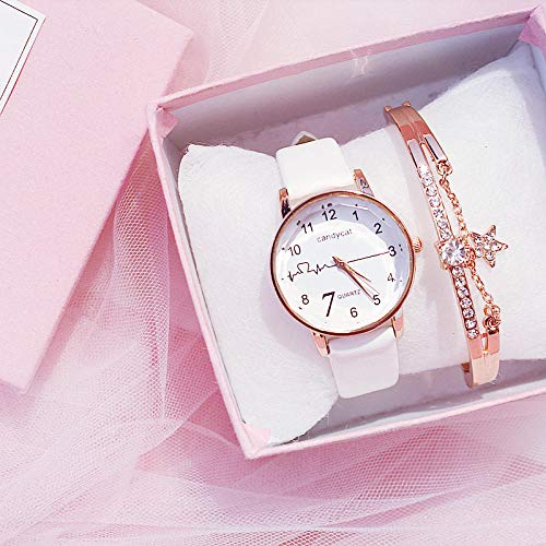 Warmwin Chica de Moda Reloj de Cuarzo para Mujer Pulsera Reloj de Diamantes de imitación Reloj de Cuero Informal para Mujer Reloj Regalo-Púrpura