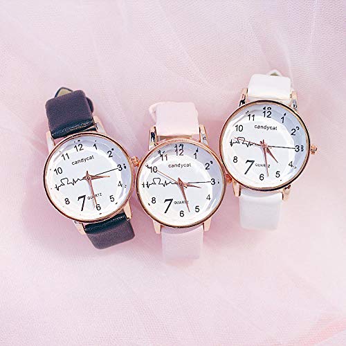 Warmwin Chica de Moda Reloj de Cuarzo para Mujer Pulsera Reloj de Diamantes de imitación Reloj de Cuero Informal para Mujer Reloj Regalo-Púrpura