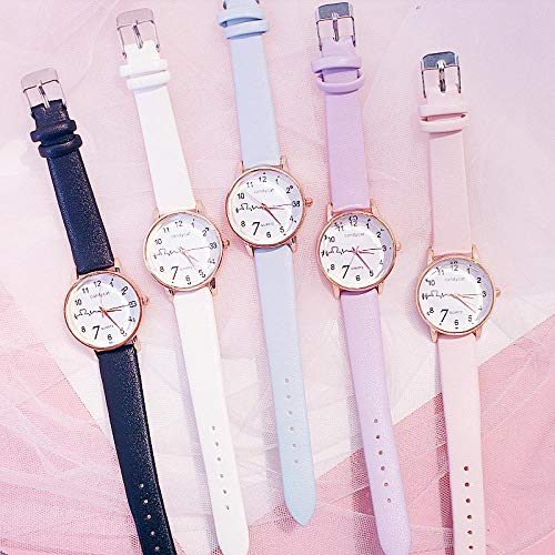 Warmwin Chica de Moda Reloj de Cuarzo para Mujer Pulsera Reloj de Diamantes de imitación Reloj de Cuero Informal para Mujer Reloj Regalo-Púrpura