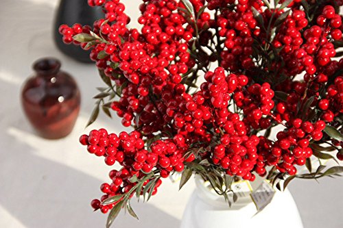 WARMWORD Artificial Berry Tallos de la Fruta Baya del Acebo Rama Flor para Boda Navidad Adornos Casas por Vacaciones Party Decor Piezas Bayas Artificiales Flores decoración hogar