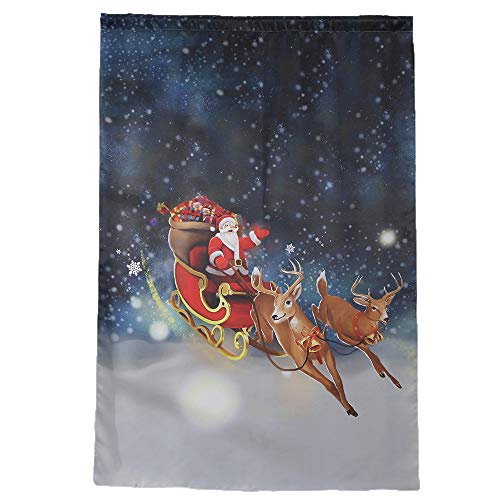 WARMWORD Cortina de Navidad, Vacaciones de Invierno Feliz Papá Noel y Alces Cortina para la decoración de Navidad Tul Tratamiento de la Ventana Voile Cubrir Tejido de Panel Cenefa