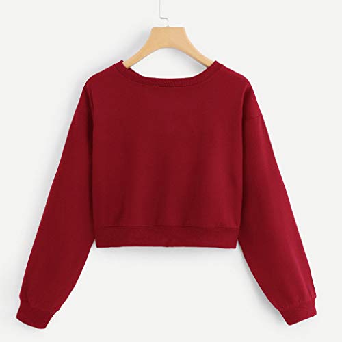 WARMWORD Mujer Sudaderas Cortas,Sudaderas Tumblr Mujer Cortas Otoño Invierno Chicas Ropa de Mujer Moda Sudadera Manga Larga Mujer Blusa Tops Hoodie de Mujer Sweatshirt,S-2XL