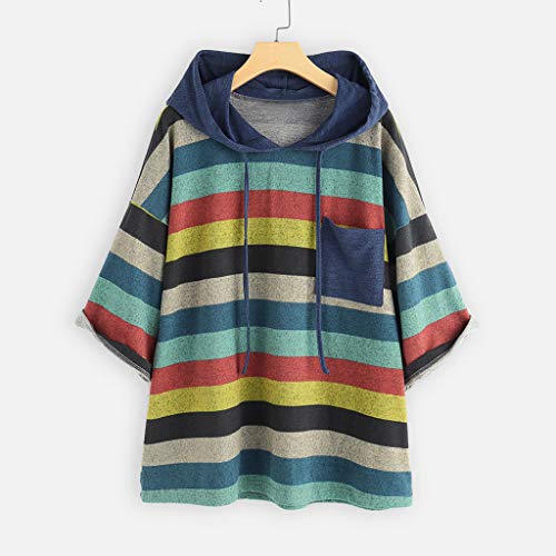 WARMWORD Sudaderas Mujer Tumblr Largas con Capucha Otoño Sudaderas Invierno Sweatshirt Hoodies for Women Casual Camisetas Mujer Manga Larga Anchas Tallas Grandes Estampados Rayas