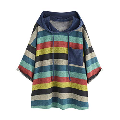 WARMWORD Sudaderas Mujer Tumblr Largas con Capucha Otoño Sudaderas Invierno Sweatshirt Hoodies for Women Casual Camisetas Mujer Manga Larga Anchas Tallas Grandes Estampados Rayas