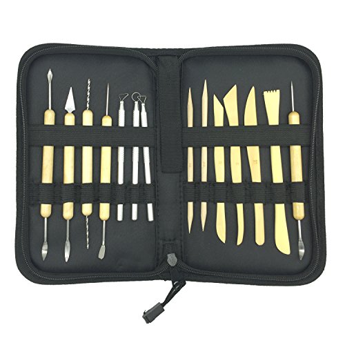 Wartoon, 22 piezas, todo en uno, herramientas de modelado de arcilla de madera Sculpey Sculpture, kit de herramientas de cerámica con estuche de almacenamiento conveniente