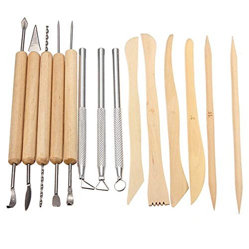Wartoon, 22 piezas, todo en uno, herramientas de modelado de arcilla de madera Sculpey Sculpture, kit de herramientas de cerámica con estuche de almacenamiento conveniente
