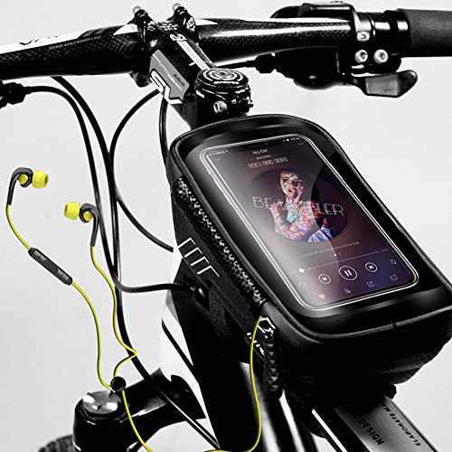 Warxin Bolsa de Movil Bicicleta Manillar, Soporte Impermeable Accesorios Bicletas Porta Bike Montaña Frame Bag, Táctil de Tubo Superior Delantero, para Teléfono Inteligente por Debajo de 6,5 Pulgadas