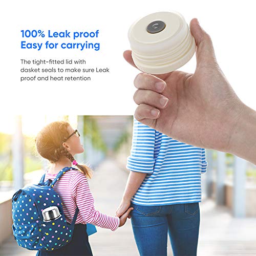 WayEee Termo para Sólido y Líquido Frasco Térmico de Acero Inoxidable con Cuchara Taza Aislada para Comida Bebida Termo Comida Cafe Pures Regalo para Mayores Adultos Niños,450ml
