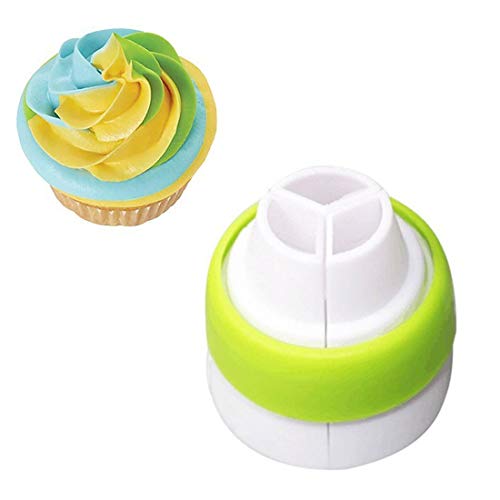 Waymeduo 1 pcs 3 agujeros decoración de pasteles convertidor Conversor de mezcla Boquilla de manga pastelera para Cupcake Color al azar
