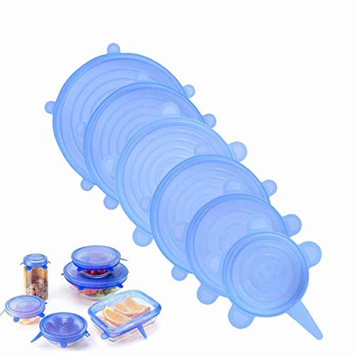 Waymeduo Tapas de Silicona, 6 Unidades, duraderas y ecológicas, Fundas elásticas para Frutas y Verduras o Tazas, Cuencos, Tazas, Platos, latas, etc