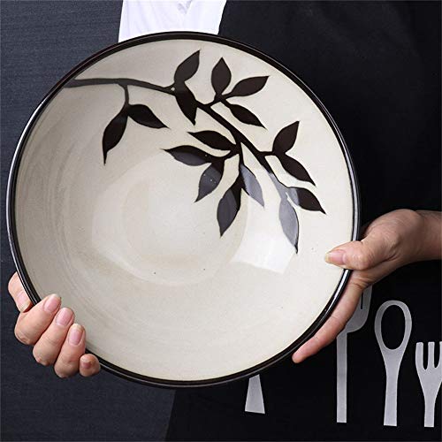 WCS Cuencos Tazón de Fuente Grande de la Fruta de la Personalidad de la cerámica Sopa Grande de los tallarines de Ramen Pote Pintado a Mano de la vajilla de bambú del mar 10 Pulgadas