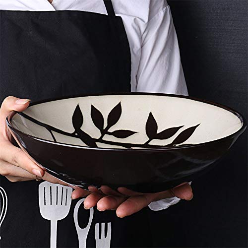 WCS Cuencos Tazón de Fuente Grande de la Fruta de la Personalidad de la cerámica Sopa Grande de los tallarines de Ramen Pote Pintado a Mano de la vajilla de bambú del mar 10 Pulgadas