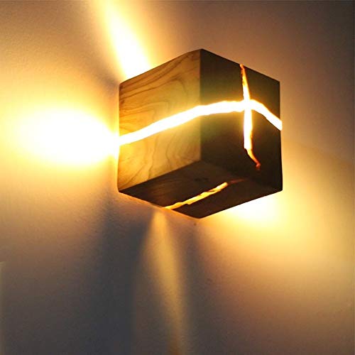 WDSL Lámpara de Pared Agrietada Natural Original de Madera de Roble Diseño Azúcar lámpara de Pared Creativo Simple Cuadrado de Noche de la decoración de Pared de luz lámpara de Pared de la Vendimia