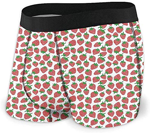 Web--ster Calzoncillos Boxer Deportivos para Hombres, Estilo Dibujado a Mano, Fresas, Comida Tropical, jugosa, Comida Limpia y Natural, tamaño S MBF-694