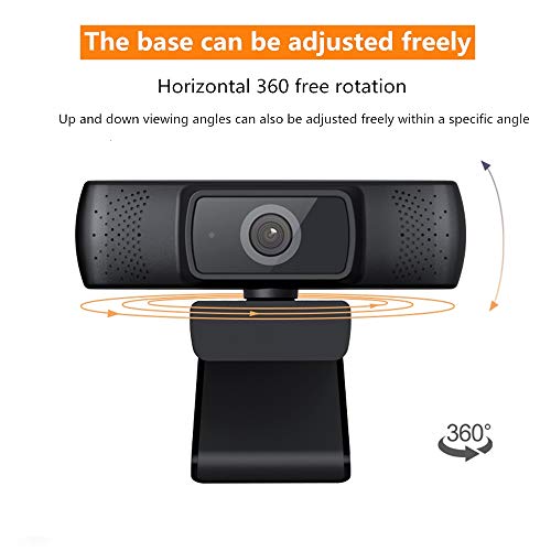 Webcam PC Full HD 1080P con Micrófono, 1080p/30fps, con Micrófono Reductor de Ruido para Reunión, Curso por Internet, Videollamada, Rotación de 360° Gran Angular de 110° -Portátil, Mac, Windows