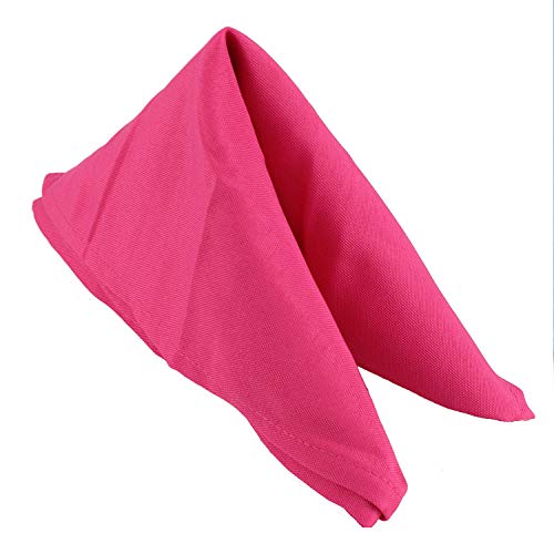 WedDecor 20 Inch Algodón Poliéster Mesa Servilleta para Hogar, Hotel, Comedor, Boda, Banquete, Fiesta, Eventos, Dobladillo Bordes Ligero & Lavable a Máquina - Rosa Fucsia, 10pcs
