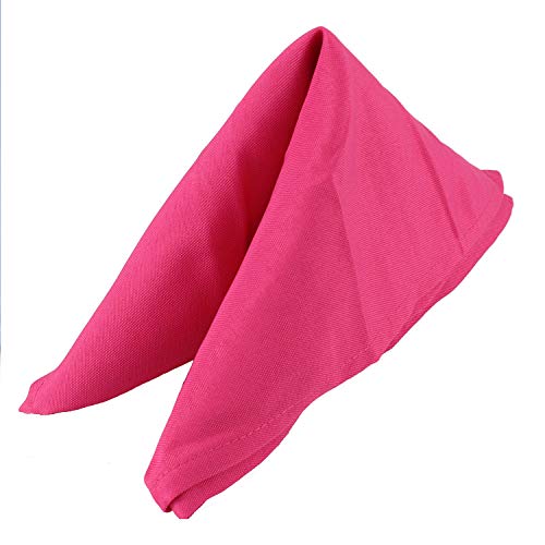 WedDecor 20 Inch Algodón Poliéster Mesa Servilleta para Hogar, Hotel, Comedor, Boda, Banquete, Fiesta, Eventos, Dobladillo Bordes Ligero & Lavable a Máquina - Rosa Fucsia, 10pcs