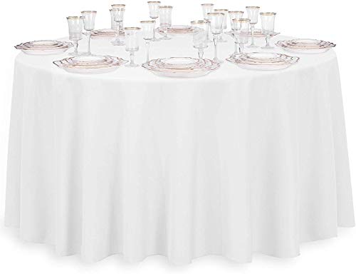 WedDecor Algodón Poliéster Mantel, Mantel para Cumpleaños, Boda, Recepción,Banquetes Eventos, 1 PC - Blanco, 120 Inch