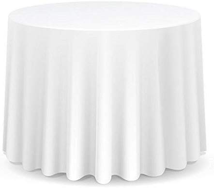 WedDecor Algodón Poliéster Mantel, Mantel para Cumpleaños, Boda, Recepción,Banquetes Eventos, 1 PC - Blanco, 120 Inch