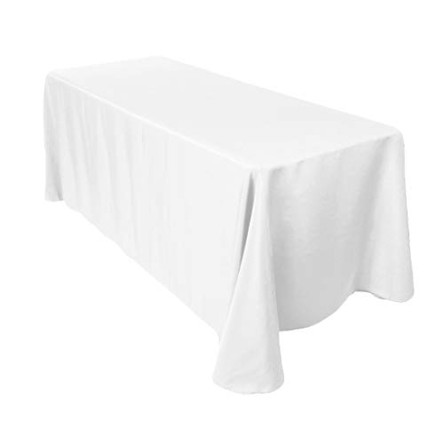 Weddecor Rectangular Mantel Adornos Boda Duradero Tela Mantel Banquetes Cumpleaños Aniversario Fiestas Eventos, 70 x 126 Inches, Negro, 1pc - Blanco, 91 x 126 Inches
