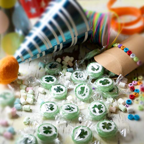 WeddingTree Caramelos Trébol Verde para Wedding - 500g Caramelos Boda - Dulces en Forma de Trébol Mensaje para decoración de Mesa, para Bautizo, Wedding Favours de Boda, Día de la Madre o Comunión