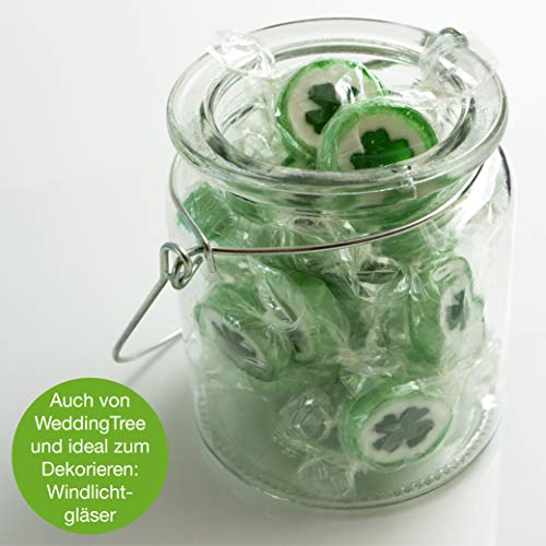 WeddingTree Caramelos Trébol Verde para Wedding - 500g Caramelos Boda - Dulces en Forma de Trébol Mensaje para decoración de Mesa, para Bautizo, Wedding Favours de Boda, Día de la Madre o Comunión
