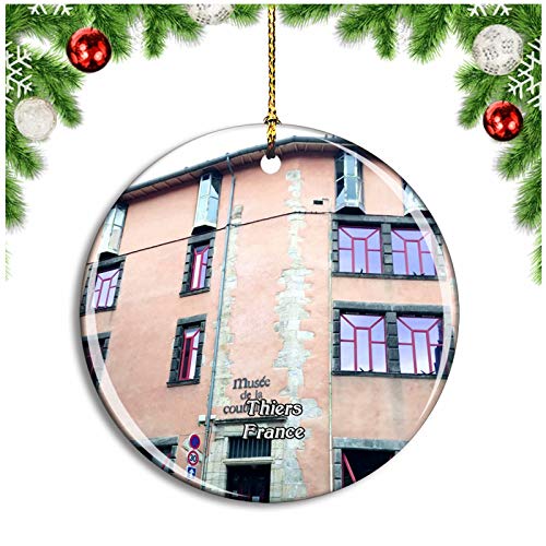 Weekino Thiers Francia Musee de la Coutellerie Decoración de Navidad Árbol de Navidad Adorno Colgante Ciudad Viaje Colección de Recuerdos Porcelana 2.85 Pulgadas