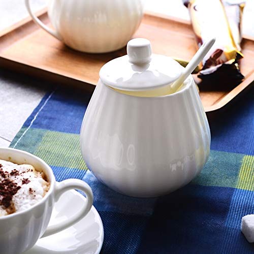 WEHOLY Inicio Juego de café con Hueso Real, Juego de 21, Taza y Tetera de Calabaza Blanca Pura, Bote de Crema y azucarero, Taza de té con rodajas de Taza